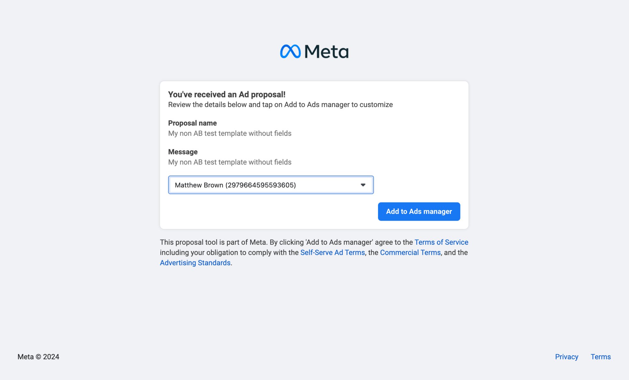 Ads proposal received and ready to review in Ads Manager