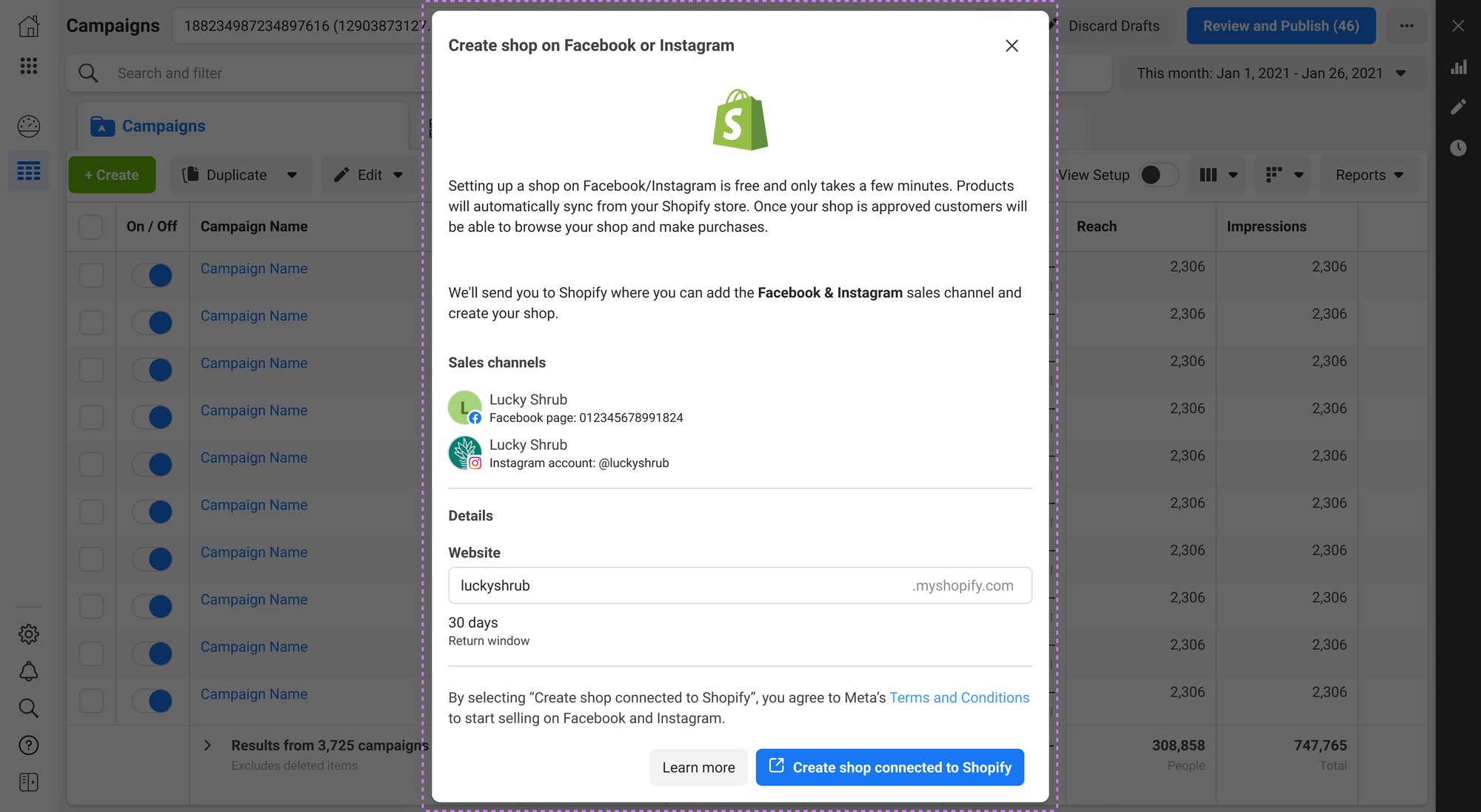 Create a shop on Facebook or Instagram