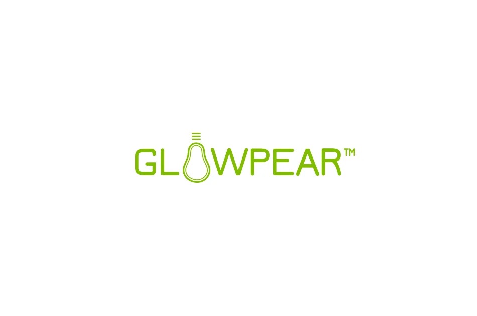 Glowpear logo, white version