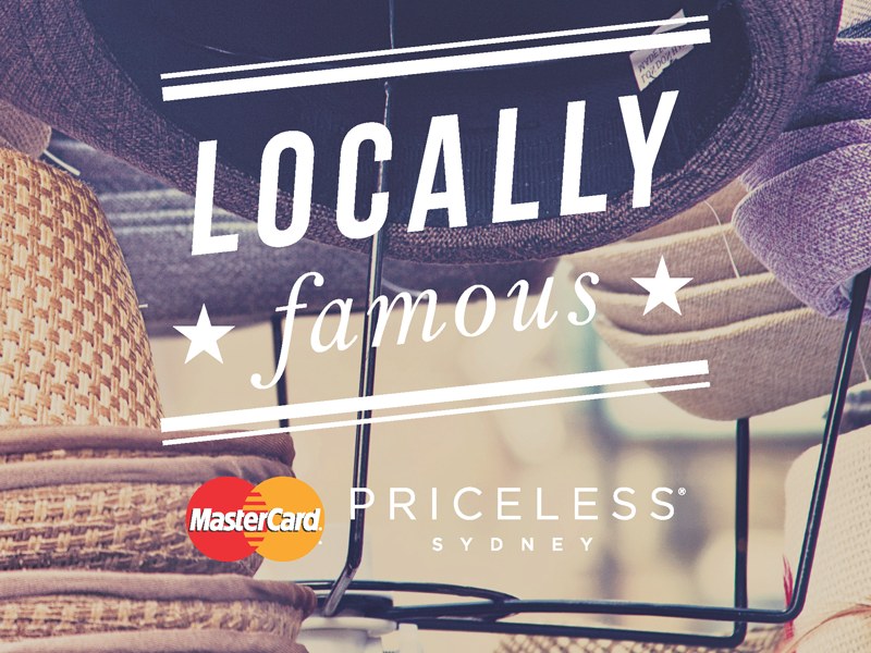 MasterCard Priceless Sydney Locally Famous campaign over a rack of hats